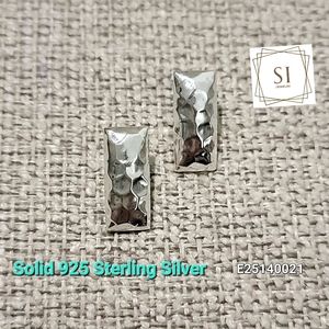Real Solid Genuine 925 Sterling Silver Rectangle Stud Earrings. Designer…